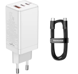Gan3 Pro 2x Usb-c / Usb Greitasis Universalusis įkroviklis + Usb-c Laidas 65w - Baltas