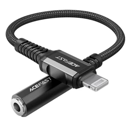 Garso Adapteris Aux į Iphone Mfi Lightning - 3,5 Mm Mini Lizdas 18 Cm Juodas