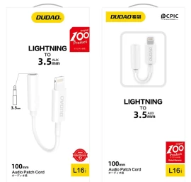 Garso Adapteris iphone Ausinėms Iš lightning į 3,5 Mm Mini Lizdą, Baltas