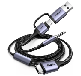 Garso Adapteris Su įkrovimo Funkcija 2in1 Usb-c - Usb-a/c Minijack - Juodas