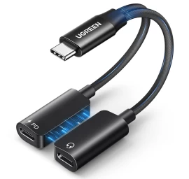 Garso Dalytuvo Adapteris 2in1 Usb-c Garso įkrovimui - Juodas