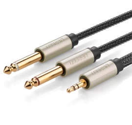 Garso Kabelis Mini Jack 3,5 Mm - 2 X Jack 6,35 Mm 2 M Pilkas