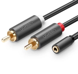 Garso Kabelis Mini Jack 3,5 Mm (moteriškas) - 2rca (vyriškas) 1 M - Pilkas