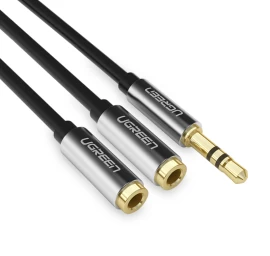 Garso Kabelis Minijack 3,5 Mm - 2x Minijack 3,5 Mm 21 Cm Juodas