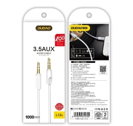 Garso Kabelis Stereo Aux Mini Lizdas 3,5 Mm, 3 Laukai, 1 M, Baltas