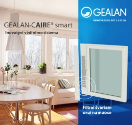 Plastikinių langų GEALAN-CAIRE® smart - aktyvi vėdinimo sistema