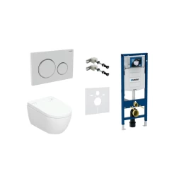 Geberit AquaClean Alba Comfort komplektas su Duofix Sigma 12 cm. WC instaliacine sistema, Sigma 20 Roud mygtuku, baltas