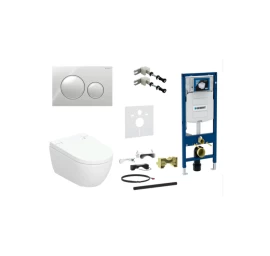 Geberit AquaClean Alba Premium komplektas su Duofix Sigma WC instaliacine sistema, Sigma 20 Round mygtukas, chromo