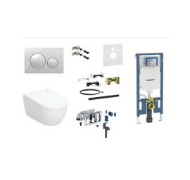 Geberit AquaClean Alba Premium Plus komplektas su Duofix Sigma 8 cm WC potinkinė montavimo sistema, chromo klavišas