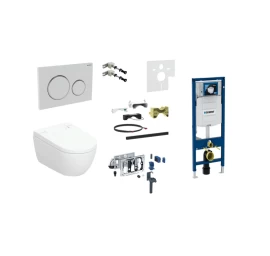 Geberit AquaClean Alba Premium Plus komplektas su Duofix Sigma WC instaliacine sistema, baltas klavišas