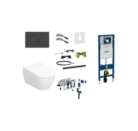 Geberit AquaClean Alba Premium Plus komplektas su Duofix Sigma WC instaliacine sistema, juodas klavišas