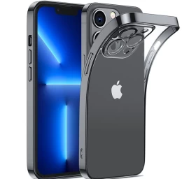 Gelinis Dėklas iphone 14 Plus Dėklas Su Metaliniu Rėmeliu 14q Juodas