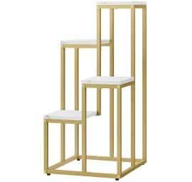 Gėlių Lova Knygų Spinta 4 Lentynos - Marmurinės / Auksinės Kojos