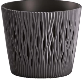 Gėlių Vazonas Smėlėtas Apvalus Dia 22cm - Antracito Spalvos