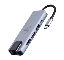 Gembird A-CM-COMBO5-04 USB Type-C 5-in-1 multi-port adapter (Hub + HDMI + PD + LAN)