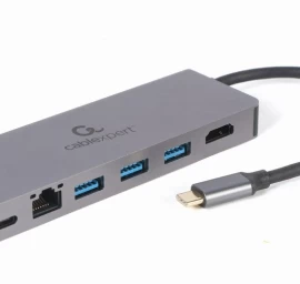 Gembird A-CM-COMBO5-05 USB Type-C 5-in-1 multi-port adapter (Hub + HDMI + PD + card reader + LAN)