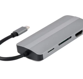 Gembird A-CM-COMBO8-02 notebook dock/port replicator USB Type-C Silver