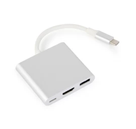 Gembird Adapteris A-cm-hdmif-02-sv C Tipo Usb - Hdmi + Usb-a + Usb-c