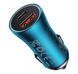 golden Contactor Max Usb-c Usb Greitasis Automobilinis įkroviklis 60 W Qc Mėlynas