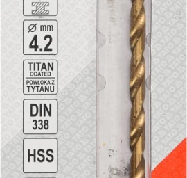 Grąžtas metalui HSS-TIN 4.2 mm (YT-44642)