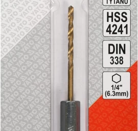 Grąžtas metalui su Hex 6.3 mm (1/4) galu HSS-TiN | 2.0 mm (YT-44751)