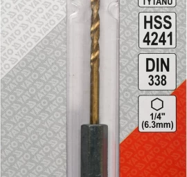 Grąžtas metalui su Hex 6.3 mm (1/4) galu HSS-TiN | 2.5 mm (YT-44752)