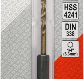 Grąžtas metalui su Hex 6.3 mm (1/4) galu HSS-TiN | 3.0 mm (YT-44754)
