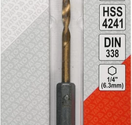 Grąžtas metalui su Hex 6.3 mm (1/4) galu HSS-TiN | 3.2 mm (YT-44755)