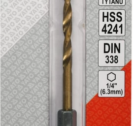 Grąžtas metalui su Hex 6.3 mm (1/4) galu HSS-TiN | 3.5 mm (YT-44756)