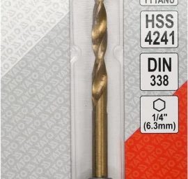 Grąžtas metalui su Hex 6.3 mm (1/4) galu HSS-TiN | 4.2 mm (YT-44758)