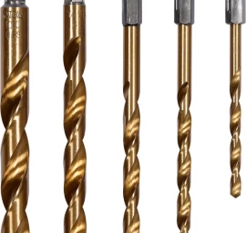 Grąžtų rinkinys su Hex 6.3 mm (1/4) galu | titano nitridas | 4 - 10 mm | 5 vnt. (44700V)