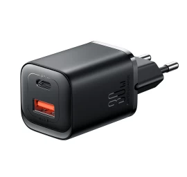 Greitasis įkroviklis 30w Usb-a Ir Usb-c Pd Qc Afc Fcp Juodas