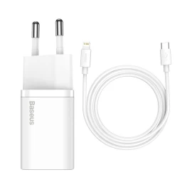 Greitasis įkroviklis Iphone Super Si 1c 20w Power Delivery + Usb-c - Lightning Kabelis 1 M, Baltas Greitasis įkroviklis Iphone Super Si 1c 20w Power Delivery + Usb-c - Lightning Kabelis 1 M, Baltas