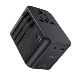 Greitasis įkroviklis Kelioninis Kištukas Eu Uk Usa Aus 3xusb 30-65w Juodas