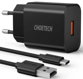 Greitasis įkroviklis Quickcharge 3.0 18w 3a + 1 M Ilgio Usb Laidas, Juodas