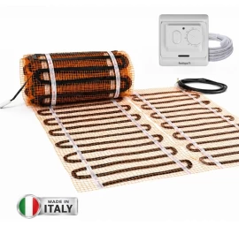 Grindinio šildymo tinklelis Warmset BLACK, 150W + neprogramuojamas termostatas Feelspot WTH71.36,525W, 3,5 m²