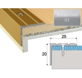 Grindų sujungimo profilis laiptams EFFECTOR A36, 180 x 2,5 x 2 cm, sidabrinė sp.