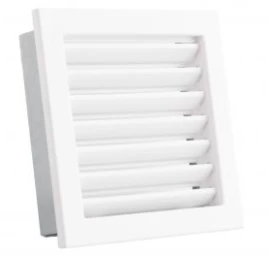 Grotelės VENTLAB 220x220, fiksuotos žaliuzės, baltos
