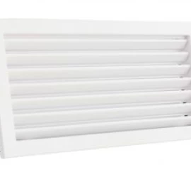 Grotelės VENTLAB 450x220, fiksuotos žaliuzės, baltos