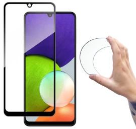 Grūdinto Stiklo Folija Su Ekrano Rėmeliu Samsung Galaxy A22 4g Full Cover Flexi Nano Juodas