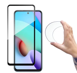 Grūdinto Stiklo Plėvelė, Skirta xiaomi Redmi 10 Su full Cover Flexi Nano Rėmeliu - Juoda