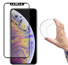 Grūdinto Stiklo Plėvelė Su Rėmeliu iphone 14 Plus / 13 Pro Max Pilnam Dangteliui flexi Nano - Skaidri