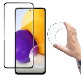 Grūdinto Stiklo Plėvelė Su Rėmeliu, Skirta samsung Galaxy A72 4g Full Cover Flexi Nano - Juoda