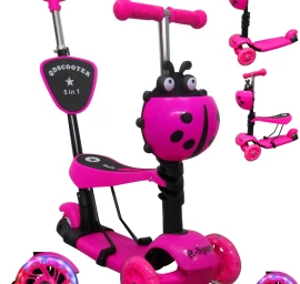 H3 Pink 5in1 R-sport Motoroleris šviečiantys Led Ratai