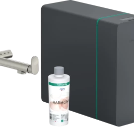 Hansgrohe Aqittura M91 SodaSystem 240 1jet virtuvinis maišytuvas su filtruotam ir gazuotam vandeniui, nerūdijantis plienas, 76837800