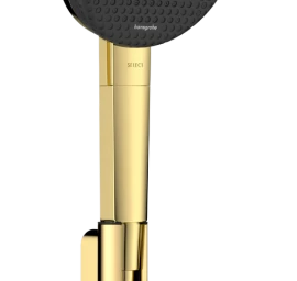 Hansgrohe Raindance Alive Select S dušo komplektas su laikikliu, 125 mm, 3 srovių, EcoSmart, Designflex tekstilinė žarna 160 cm, Polished Gold Optic, 24611990