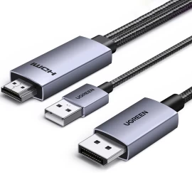 Hdmi Kryptinis Kabelis - Displayport 4k 60hz 2 M - Pilkas
