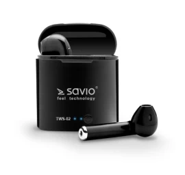 Headphones wireless SAVIO TWS-02 (in-ear; Bluetooth, wireless; with built-in microphone; black color Headphones wireless SAVIO TWS-02 (in-ear; Bluetooth, wireless; with built-in microphone; black color