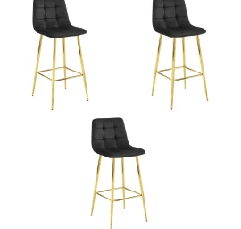 Hocker Arceto - Juodas Aksomas / Auksinės Kojos X 3