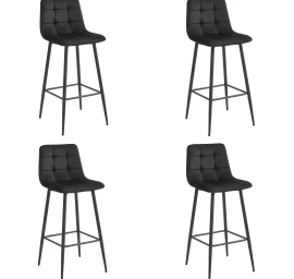 Hocker Arceto - Juodas Aksomas / Juodos Kojos X 4